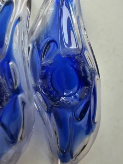 Ensemble de 2 coupelles en verre bleues dans le gout de Murano - Fait Main