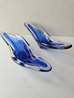 Ensemble de 2 coupelles en verre bleues dans le gout de Murano - Fait Main