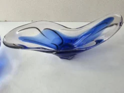 Ensemble de 2 coupelles en verre bleues dans le gout de Murano - Fait Main