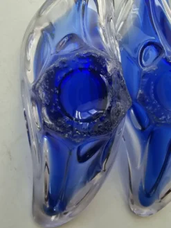 Ensemble de 2 coupelles en verre bleues dans le gout de Murano - Fait Main