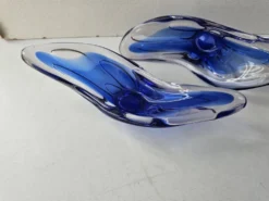 Ensemble de 2 coupelles en verre bleues dans le gout de Murano - Fait Main