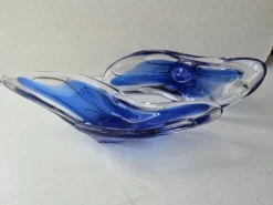 Ensemble de 2 coupelles en verre bleues dans le gout de Murano - Fait Main