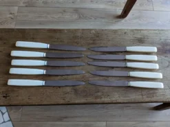 Ensemble de 10 couteaux de table vintages inox et bakélite