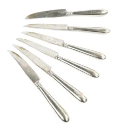 Ensemble de couteaux à fruits, métal blanc plaqué argent, Allemagne, années 1930