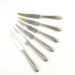 Ensemble de couteaux à fruits, métal blanc plaqué argent, Allemagne, années 1930