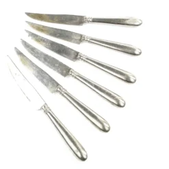 Ensemble de couteaux à fruits, métal blanc plaqué argent, Allemagne, années 1930