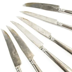 Ensemble de couteaux à fruits, métal blanc plaqué argent, Allemagne, années 1930