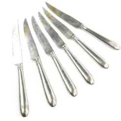 Ensemble de couteaux à fruits, métal blanc plaqué argent, Allemagne, années 1930