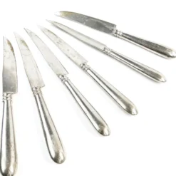 Ensemble de couteaux à fruits, métal blanc plaqué argent, Allemagne, années 1930