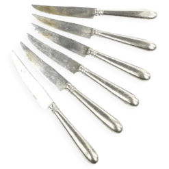 Ensemble de couteaux à fruits, métal blanc plaqué argent, Allemagne, années 1930