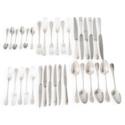 Ensemble de couverts antique Christofle Marot Bérain – Métal plaqué argent – 35 pièces pour 6 personnes
