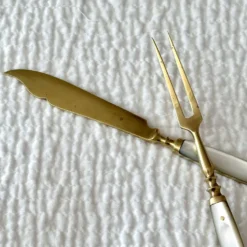 Ensemble de couverts à fruits anciens pour 6 · Laiton et nacre · Boîte d'origine