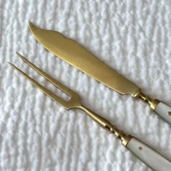 Ensemble de couverts à fruits anciens pour 6 · Laiton et nacre · Boîte d'origine