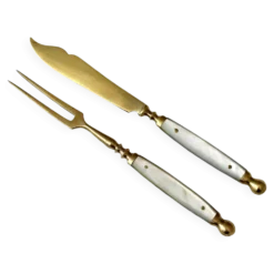 Ensemble de couverts à fruits anciens pour 6 · Laiton et nacre · Boîte d'origine