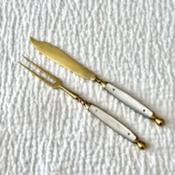 Ensemble de couverts à fruits anciens pour 6 · Laiton et nacre · Boîte d'origine