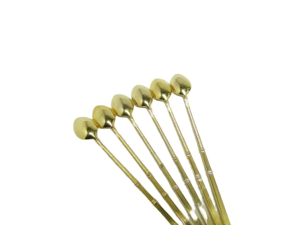 Ensemble de cuillères à cocktail Art Déco, métal doré, France, années 1950.
