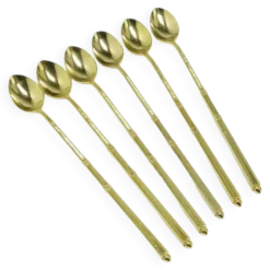 Ensemble de cuillères à cocktail Art Déco, métal doré, France, années 1950.