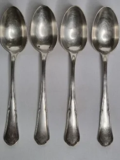 Ensemble de 4 cuillères en métal argenté, 14,5 cm
