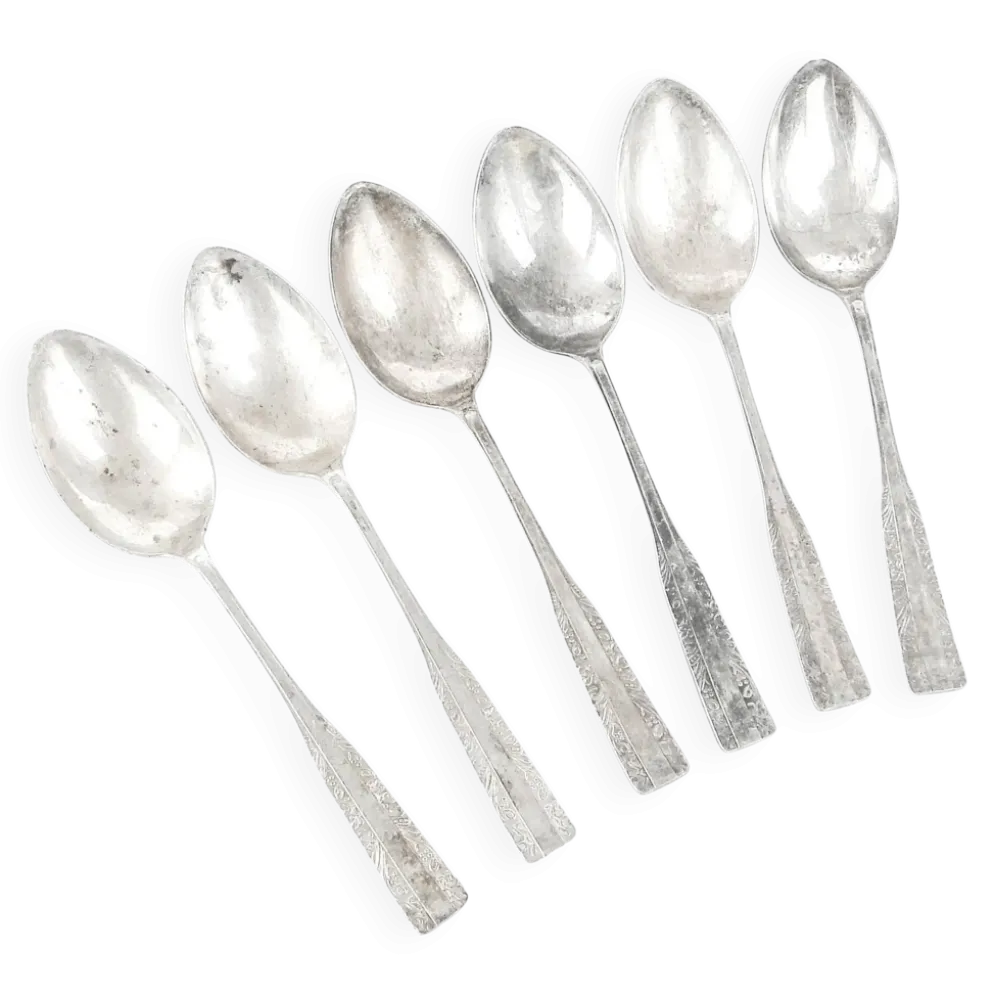 Ensemble de cuillères à soupe, en laiton argenté, HEFRA, Pologne, années 1970.