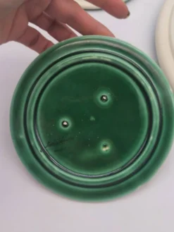 Ensemble de dessous de plat Sarreguemines vert – Céramique vintage