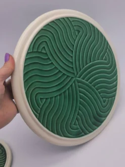 Ensemble de dessous de plat Sarreguemines vert – Céramique vintage