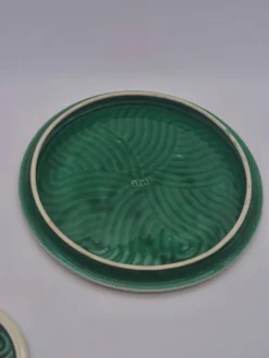Ensemble de dessous de plat Sarreguemines vert – Céramique vintage
