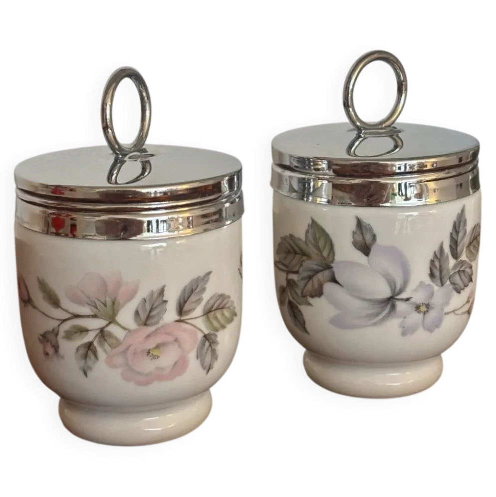 Ensemble de deux cuit oeufs egg coddler porcelaine Royal Worcester