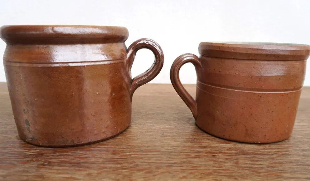 Ensemble de deux pots en grès vintage