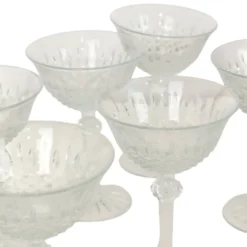 Ensemble de 7 flûtes à champagne en cristal Fidenza de style Régence