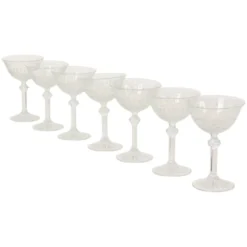 Ensemble de 7 flûtes à champagne en cristal Fidenza de style Régence