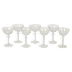 Ensemble de 7 flûtes à champagne en cristal Fidenza de style Régence