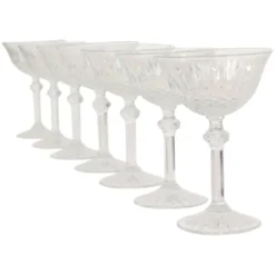 Ensemble de 7 flûtes à champagne en cristal Fidenza de style Régence