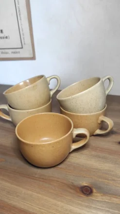 Ensemble de 5 jolies tasses en grès vintage