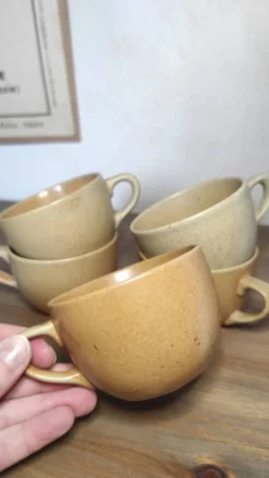 Ensemble de 5 jolies tasses en grès vintage