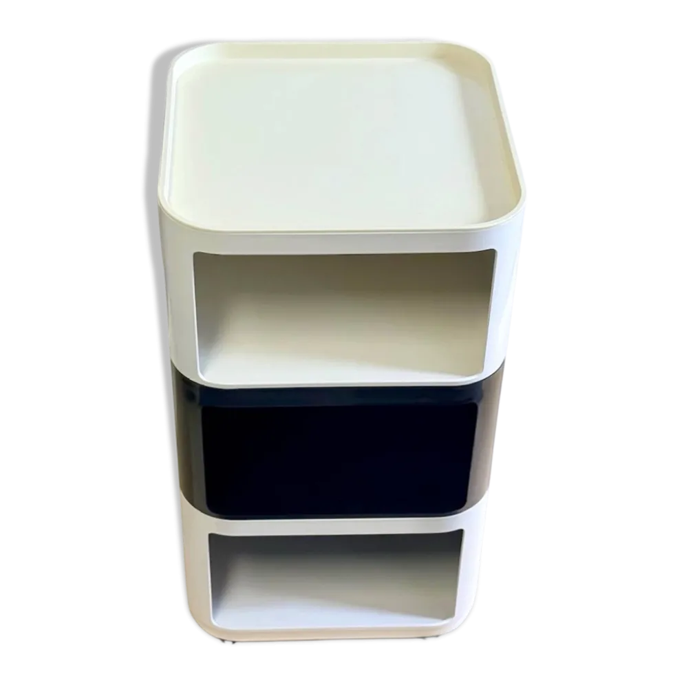 Ensemble de 3 modules Kartell Componibili noir et blanc, années 1970