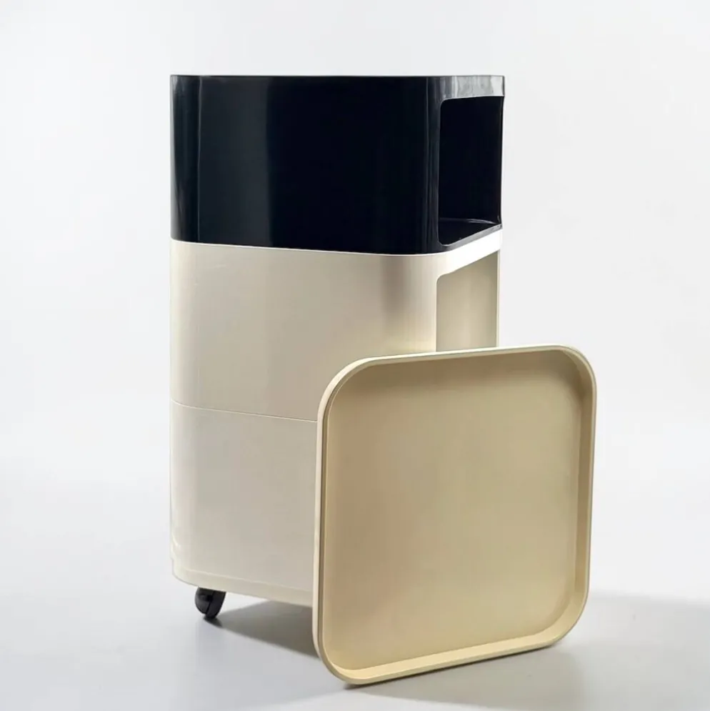 Ensemble de 3 modules Kartell Componibili noir et blanc, années 1970