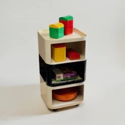 Ensemble de 3 modules Kartell Componibili noir et blanc, années 1970