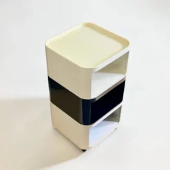 Ensemble de 3 modules Kartell Componibili noir et blanc, années 1970