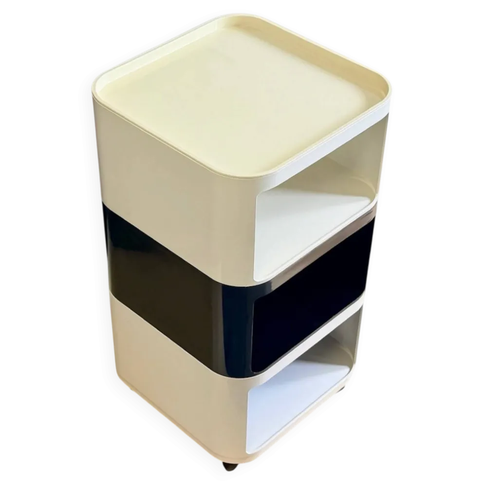 Ensemble de 3 modules Kartell Componibili noir et blanc, années 1970