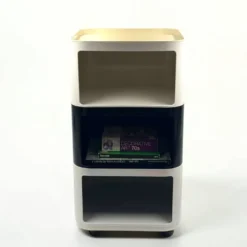 Ensemble de 3 modules Kartell Componibili noir et blanc, années 1970