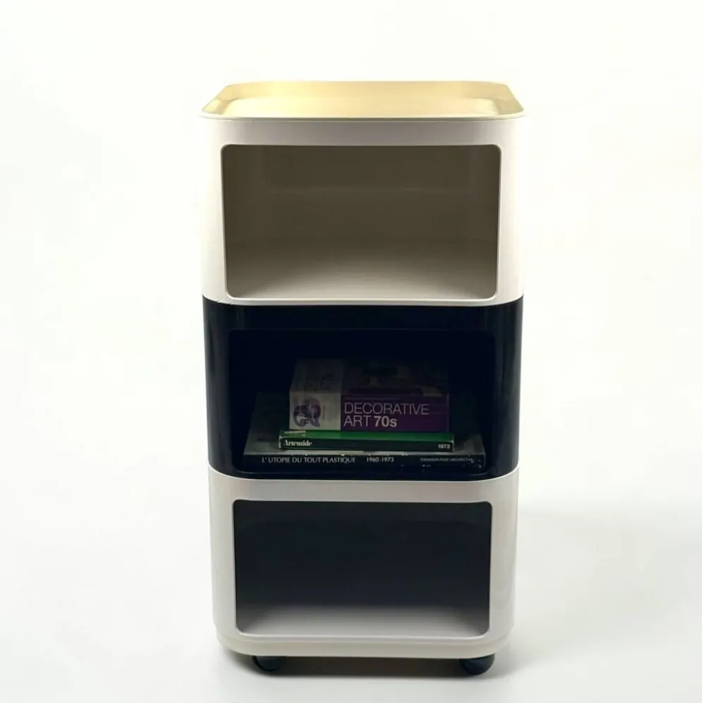 Ensemble de 3 modules Kartell Componibili noir et blanc, années 1970