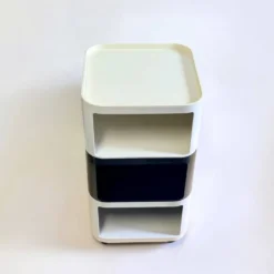 Ensemble de 3 modules Kartell Componibili noir et blanc, années 1970