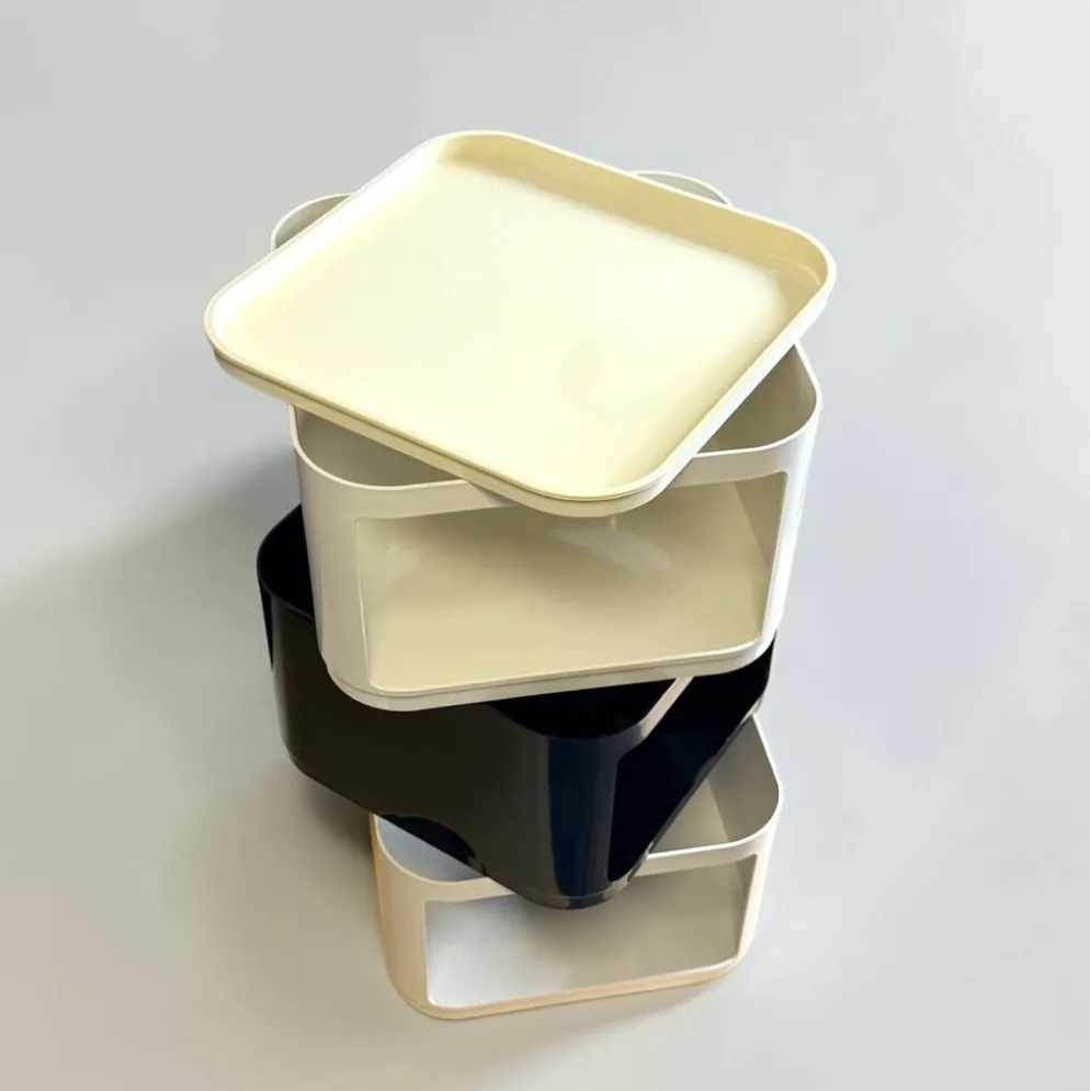 Ensemble de 3 modules Kartell Componibili noir et blanc, années 1970