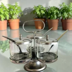 Ensemble de porte-condiments rotatif Mid Century Modern par Twin Bay