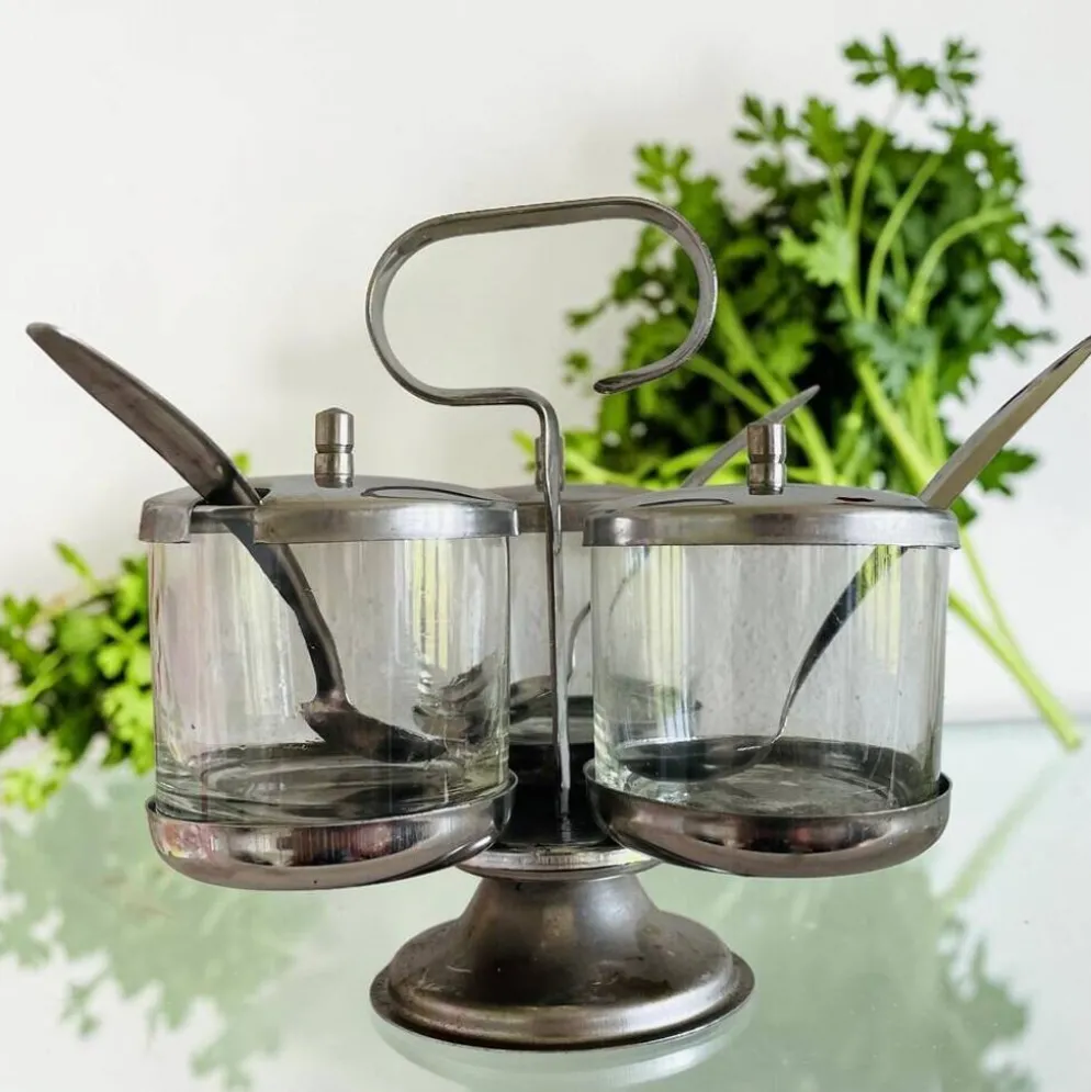 Ensemble de porte-condiments rotatif Mid Century Modern par Twin Bay
