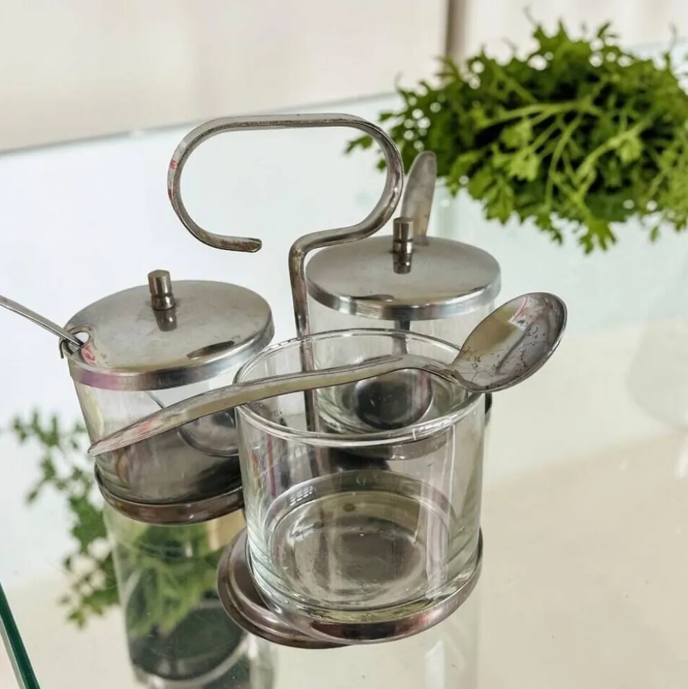 Ensemble de porte-condiments rotatif Mid Century Modern par Twin Bay