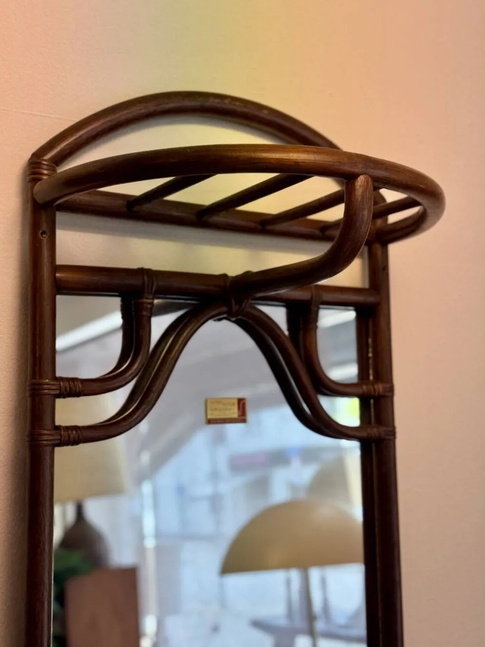 Ensemble de porte-manteau en bambou vintage des années 70.