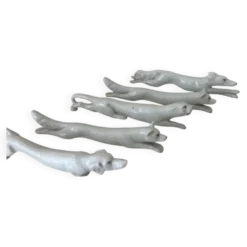 Ensemble de 5 portes couteaux porcelaine blanche chiens renards panthè