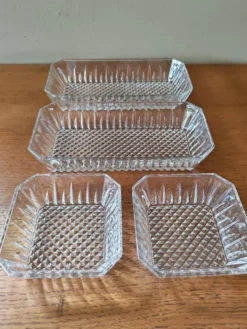 Ensemble de 4 raviers vintage en verre transparent