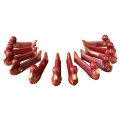Ensemble de 12 repose-baguettes en céramique émaillée, vintage, 1950 - 70